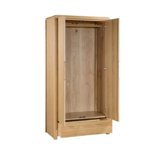 Curve Natural Oak Wood Double Wardrobe